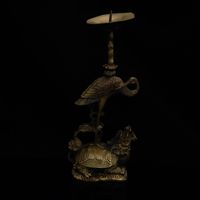 Wholesale Chinese Antique Brass Crane Dragon turtle Model Statue TH017
