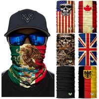 Wholesale 66 Styles Mexico National Flag Seamless Skull D Magic headscarf Riding Headgear Mask Collar Sunscreen Fishing Camouflage Face Mask ZZA891