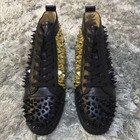 Wholesale Black golden Sneakers Pik Pik Spikes Shoes For Women Men Casual Red Bottom High Top Luxury Designer Red Sole Walking Trainers