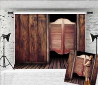 7x5ft Old Saloon Wood Door Backdrop For Photography Retro West Cowboy Brown Wooden Floor Photo Background Photographer Children Adults Shoot