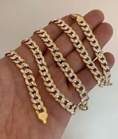 Wholesale Men s Diamond Cut mm Cuban Chain k Gold Fill Over Silver Two Tone ITALY
