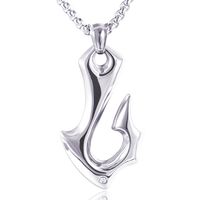Wholesale 2020 z107 new European and American jewelry personalized trend fish hook with diamond small commodity men s Pendant Necklace