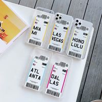 Wholesale Air Ticket Phone Cases For iPhone Pro X XSMax Plus Country London Paris Tokyo Houston Chicago Los Angeles Transparent Soft Cover