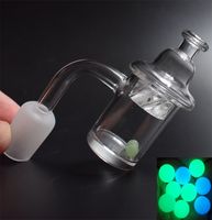 Wholesale Top Quality mm Thick Clear Bottom Quartz Banger Nail with Spinning Carb Cap and Glowing Terp Pearl Ball For Oil Rigs Glass Bongs