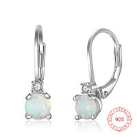 Wholesale fashion high quality dangle sterling silver white synthetic opal design earring from china factory bulk items jewelry
