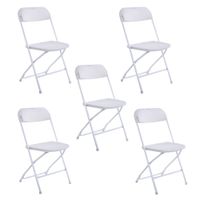 Wholesale 5pcs Portable Plastic Folding Chairs White Black Stackable Outdoors Camping and Hiking Camp Furniture US Stock