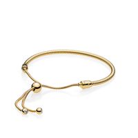 Wholesale 18K Yellow Gold plated Bracelets Hand rope for Pandora Sterling Silver Bracelet for Women With Original Gift Box