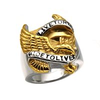 Wholesale Hot sale L Stainless steel men Biker Rings RIDE TO LIVE Titanium Eagle Gothic Retro Gold BIKER Rings For men s Fashion Jewelry