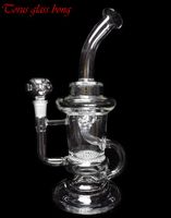 Wholesale USA great bong Klein double function recycler oil rig glass bong Toro dab Solid Base Siren Apparatus Klein water pipe honeycomb Perc hookahs