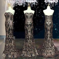 Wholesale Sex Prom Dresses Strapless Neck Gold Applique SweepTrain Sleeveless Open Back Evening Dress Designer Formal Party Gowns