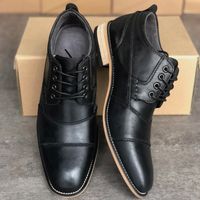 Wholesale New Oxford Dress Shoes of Mens Brandt Leather Cap Toe Genuine Leather Designer Trainer Party Wedding shoes good Quality