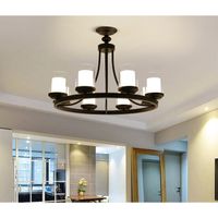 Wholesale New arrival American vintage rustic round black pendant lamps retro creative pendant lights led hanging light for church living room