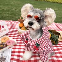Wholesale Cute Teddy Schnauzer Small Dog Apparel Fashion Red Plaid Printed Pet Clothes Summer Breathable Dog Cat T Shirts Pet Supplies