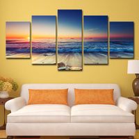 Hd Imprimé Coucher Du Soleil Plage Paysage Peinture Toile Imprimer Décor De La Chambre Imprimer Affiche Image Toile Livraison Gratuite