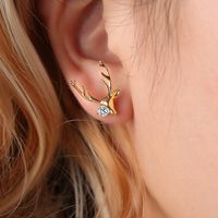 Wholesale Antlers Stud Earrings Gold White K Colors Elk Horn Ear Rings Women Alloy Earrings Fashion Jewelry