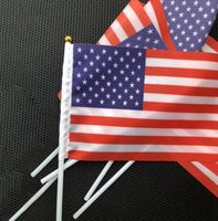 Wholesale Usa American Flag Hand Held Small Mini Flag USA US American Festival Party Supplies flag cm LJJK2168