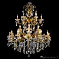 Luxurious Large Brass Color Crystal Chandelier Lamp Crystal Lustre Light Fixture 3 tiers 29 Arms Hotel Lamp Luxurious Large Brass Color Crystal Chandelier Lamp Crystal Lustre Light Fixture 3 tiers 29 Arms Hotel Lamp