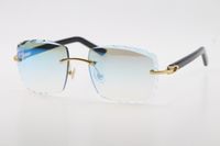 Wholesale Cat eye Black Arms sunglasses Rimless designer C Decoration gold frame glasses male and female Mixed horns Eyewear