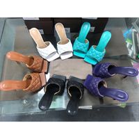 Wholesale Designer women s slippers Square toe sandal PADDED SANDALS IN NAPPA DREAM ladies real leather Women Luxury Wedding high heels with box