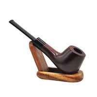 Wholesale High Quality Red Wood Sculpture Pipe Wooden Smoking Pipe Sets Metal Screen Filter Nice Gift Bag Packaging