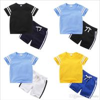 Wholesale Boys Sports Suits Kids Designer Clothes Baby Summer Clothing Sets Short Sleeve Tops Shorts Girl Cotton T shirt Pants Outfits Uniform AYP5558