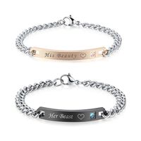 Wholesale 1set His Or Hers Matching Set His Beauty Her Beast Titanium Stainless Steel Couple Bracelet In A Gift Bag