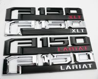 Wholesale For Ford F XLT LARIAT Chrome Red Black Fender Emblem Badge Nameplates Passenger Driver Sides