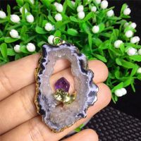 Wholesale 2020 beautiful amethyst natural crystal agate geode mineral specimen pendant for home decor