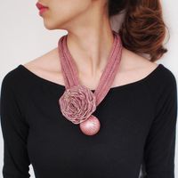 Wholesale manilai big imitation pearl pendant rose flower thick rope adjustable statement chokers necklaces women jewelry