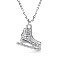 Wholesale H33 silver plated sport crystals Three dimensional Ice Skates chain necklace