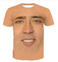 Wholesale Newest Fashion Mens Womans The Giant Blown Up Face Of Nicolas Cage Summer Style Tees D Print Casual T Shirt Tops Plus Size BB0161