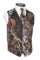 Wholesale Custom Made Men Modest Camo Groom Vests Rustic Wedding Vest Tree Trunk Leaves Spring Camouflage Slim Fit Men s Vests Piece Set Vest Tie