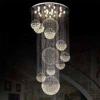 Modern Chandelier Large Crystal Light Fixture For Lobby Staircase Stairs Foyer Long Spiral Lustre Ceiling Lamp Flush Mounted Stair Light