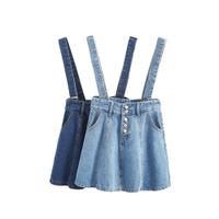 Wholesale Women Casual Spaghetti Straps Denim Overall Jumper Circle Skirt