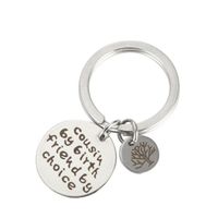 Wholesale Stainless Steel Tree of Life Engravable Round pendant Silver Friendship Keychain Best gift for good Friends
