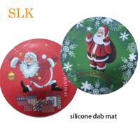 Wholesale DHL Christmas pattern round mat silicone Non Stick Pads Dry Herb Mat Dab Pad Bho Slick oil Silicone Dab wax baking Mats Pad
