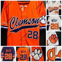 Wholesale Mens Clemson Tigers Seth Beer NCAA College Baseball Jersey Double Stitched Name and Number High Quailty IN STOCK Fast Shipping