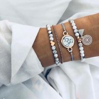 Wholesale 10 styles Bohemian beads bracelets Set For Women Love Map Turtle Infinity Elephant pineapple Bow Moon star Charm Bangle Fashion Jewelry