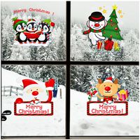 Cartoon Père Noël Bells Elk Stickers Muraux Décoration D Intérieur En Pvc Amovible Autocollantes Fond D écran Décorations De Noël