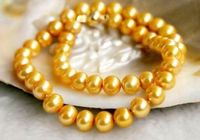 Wholesale 925 sterling silver hot yellow gold quot MM real australian gold South Sea pearl necklace