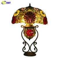 Wholesale FUMAT Glass Art Table Lamp Luxury Sunflower Stained Glass Tiffany Lamp For Living Room Bedside Stand Hotel Decor Light Fixtures