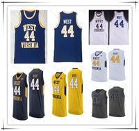 Wholesale NCAA Vintage Basketball Jerry West Jersey Men Sewn College West Virginia Mountaineers WVU Jerseys Stitched White Blue Yellow Navy S XL