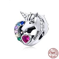 Wholesale Gorgeous Sterling Silver Lucky Animal Charms Heart Colorful Zirconia Mystery Rainbow Beads for Women Girls Charm Bracelet Mother s Day Mom Birthday Gifts Bijoux