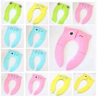 Wholesale Cartoon Toilet Seat Mats Owl Potty Seat Cover Toddler Soft Auxiliary Toilet Pad Foldable Candy Color Safety Silicone Training Seat LXL456A
