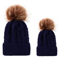 Wholesale Winter Parent Child caps set Knitted Wool hats Unisex Folds Casual labeling Beanies Hat Solid Color Hip Hop Skullies Beanie bonnet