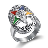 Wholesale Stainless steel new trendy unique design silver order of the eastern star rings for ladies party band ring OES masonic jewelry for women