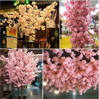 Wholesale Simulated Cherry Blossom Artificial Plants Decorative Flowers Home Decoration Silk Cherrys Blossoms Bouquet Wedding Festival