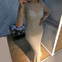 Wholesale Sexy See Through Mermaid Evening Dresses Illusion Back Long Sleeve sparkly Crystal Formal Prom Party Dress Robe De Soiree Yousef Aljasmi