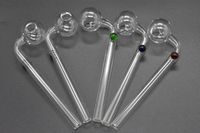 Wholesale Curved Glass Oil burner pipe cm Glass Pipes bong oil water pipes blue green amber color glass balancer smoking tobacco pipes