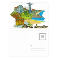 Wholesale Hand painted Brazil Rio De Janeiro Postcard Set Birthday Thanks Card Mailing Side